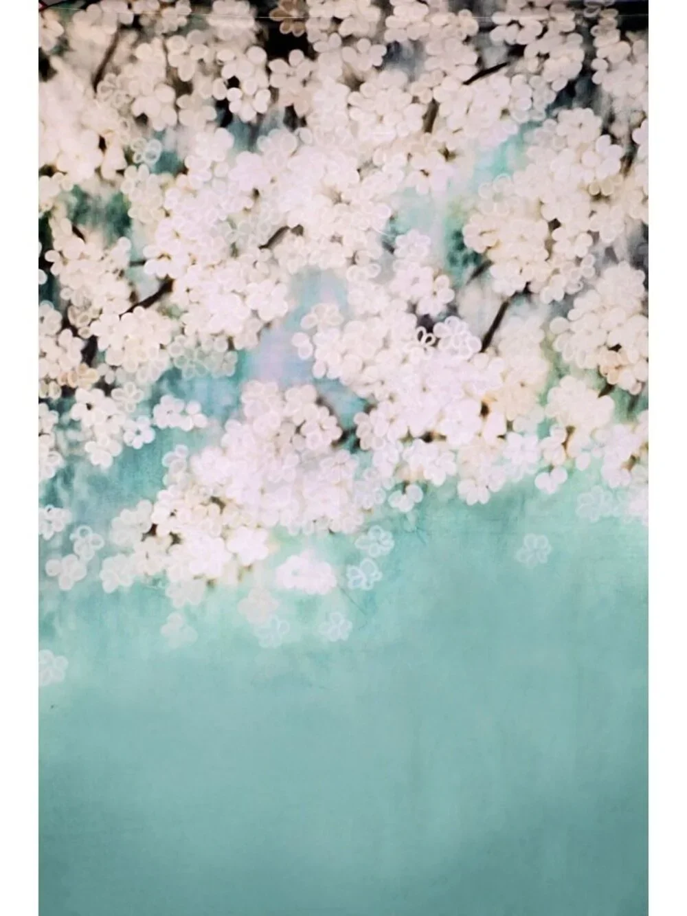 Kate Backdrop White Floral Green Background Vertical 7' x 5' Newborn Head Shots